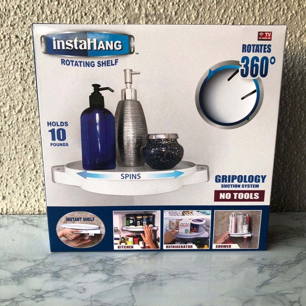 Instahang Rotating Shelf, Spinning Corner Shelf, Storage Organizer NWT